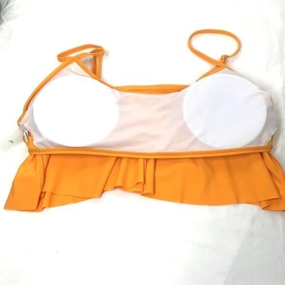 Ruffle Bandeau Bikini Top With Shelf Bra - Goldenrod Yellow, Size XL P0018004 - Picture 3 of 5